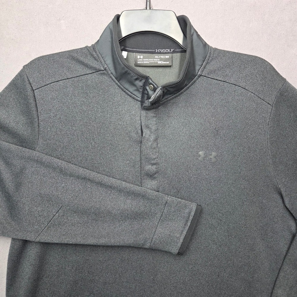 Under Armour Golf ColdGear Pullover Mens XL Snap Mock Neck Charcoal Gray